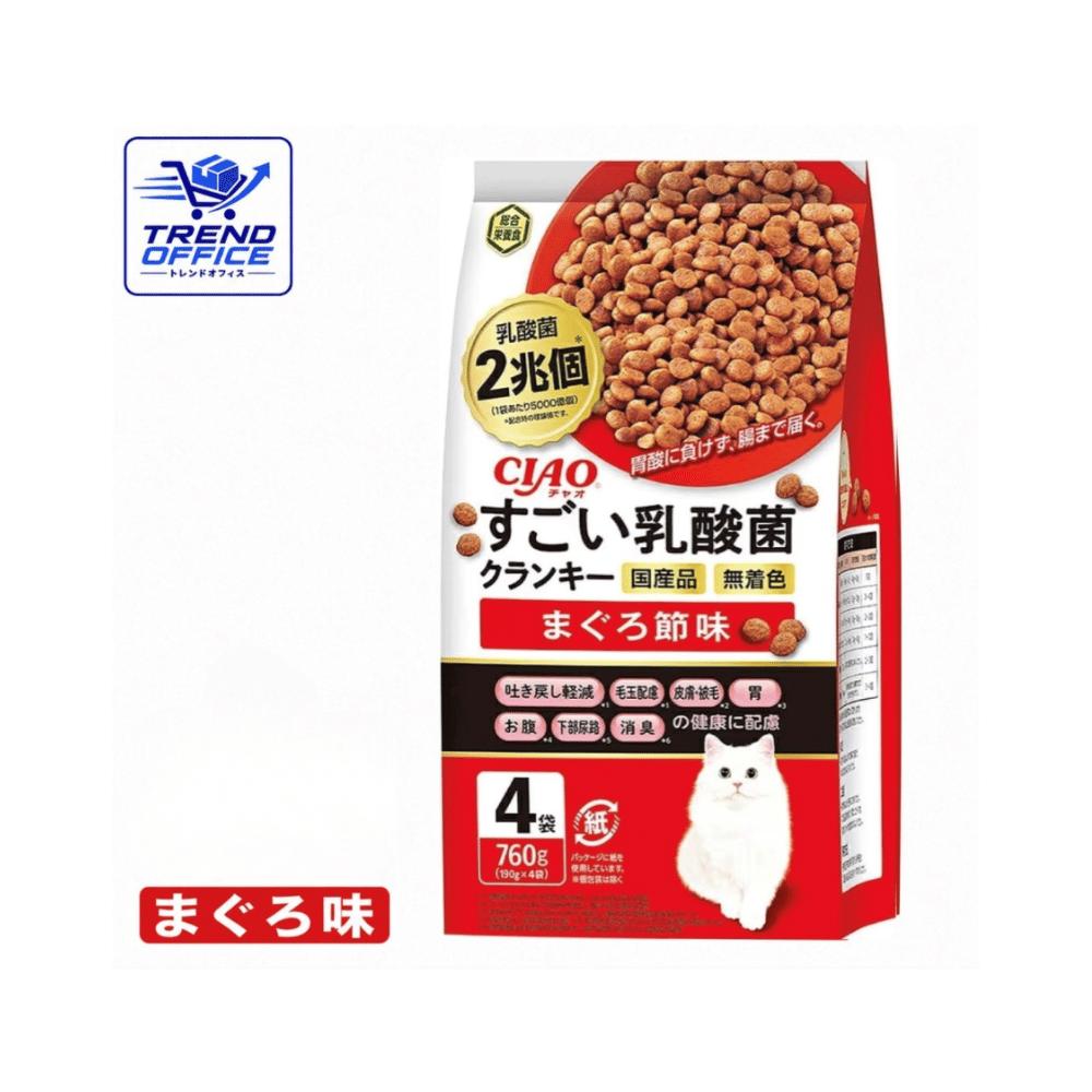 乐天商城 - いなば チャオ (CIAO) すごい乳酸菌 クランキー まぐろ節味 1袋760g(190g×4パック入) 猫用 ドライフード 東京南倉庫