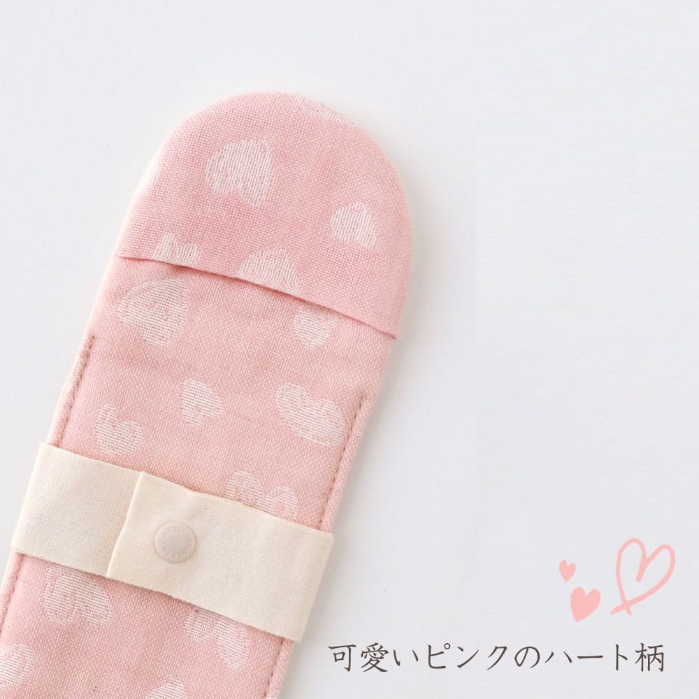 《ケア＆改善》 布ナプキン おりもの 温活 ［ハートの スリム 布ナプキン【ピンク/茜染】メイドインアース］ 日本製 オーガニックコットン 100% オーガニック おりものシート 布 フェムケア 冷え対策 羽付き 軽い日 少ない日 尿もれ 生理 ライナー お試し ショーツ ギフト earth-10003026 オーガニックSHOPメイドインアース サンプル画像2