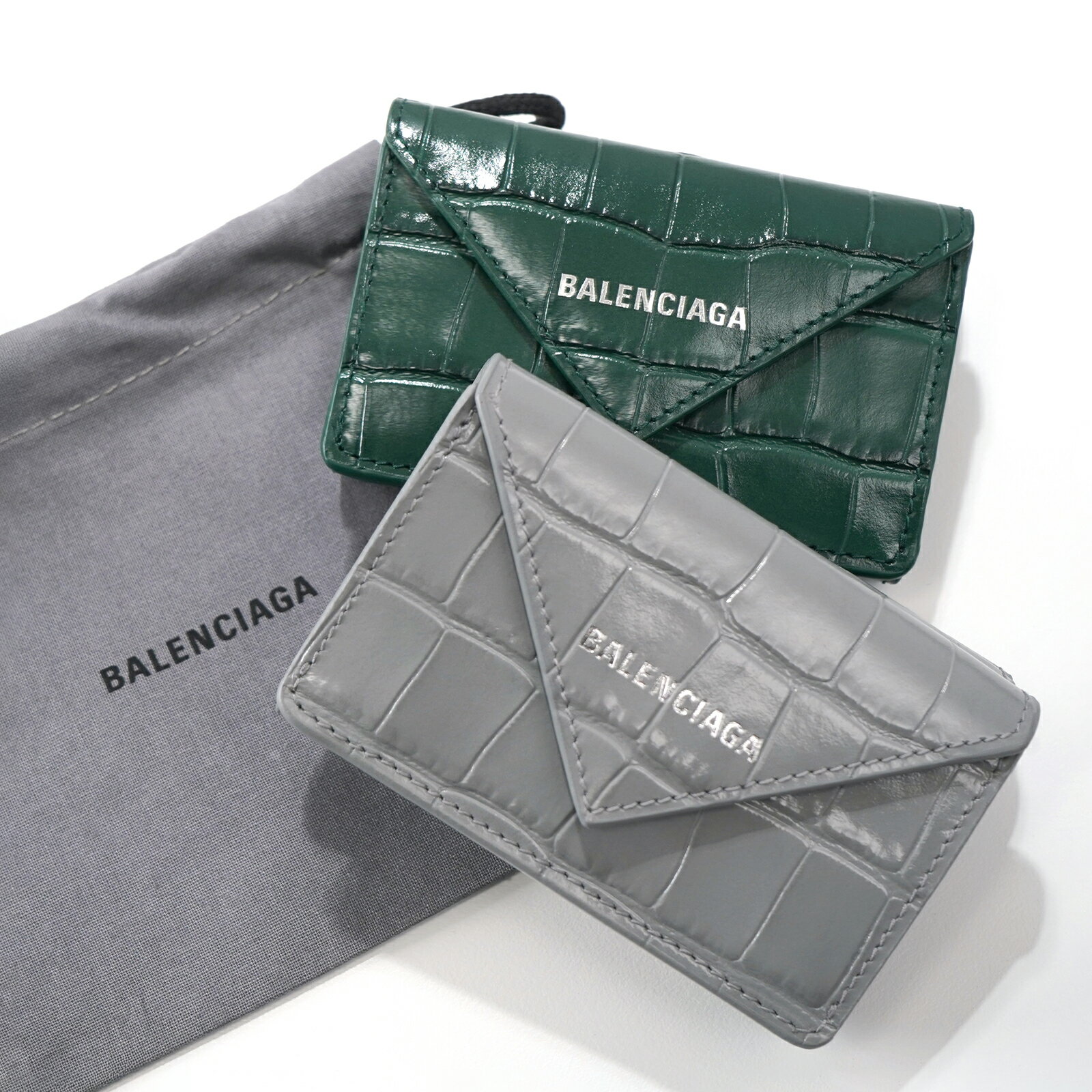 BALENCIAGA 三つ折り財布 グレー レザー クロコ 革 美品(楽天 BALENCIAGA 三つ折り財布 グレー レザー クロコ 革 美品(楽天