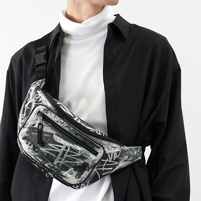 BALENCIAGA バレンシアガ EXPLORER グラフィティ ボディバッグ ショルダーバッグ 529550 バッグ レザー ブラック 黒 ホワイト 白 男 女 メンズ レディース ロゴ