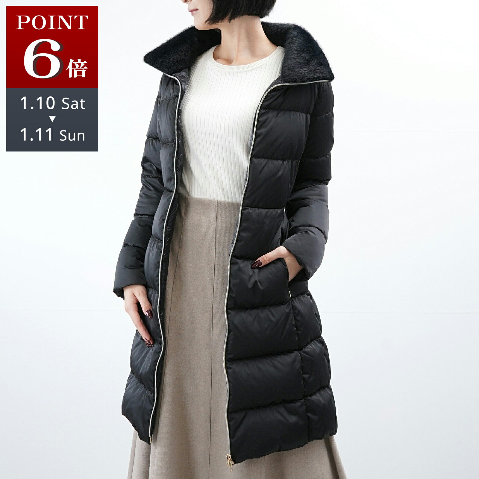 最安値　ヘルノ　ファーダウン ¥165,000 HERNO ヘルノ エコファーダウン PI002140D ☆国内発送 (HERNO/ダウン