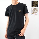 VERSACE ヴェルサーチェ ロゴ クルーネック Tシャツ ブラック ホワイト 黒 白 AUU01005 ヴェルサーチェ ベルサーチ ベルサーチェ 半袖 人気...