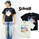 ショット 洋服 メンズ ショット Schott 半袖プリントTシャツ”70’sFlag”