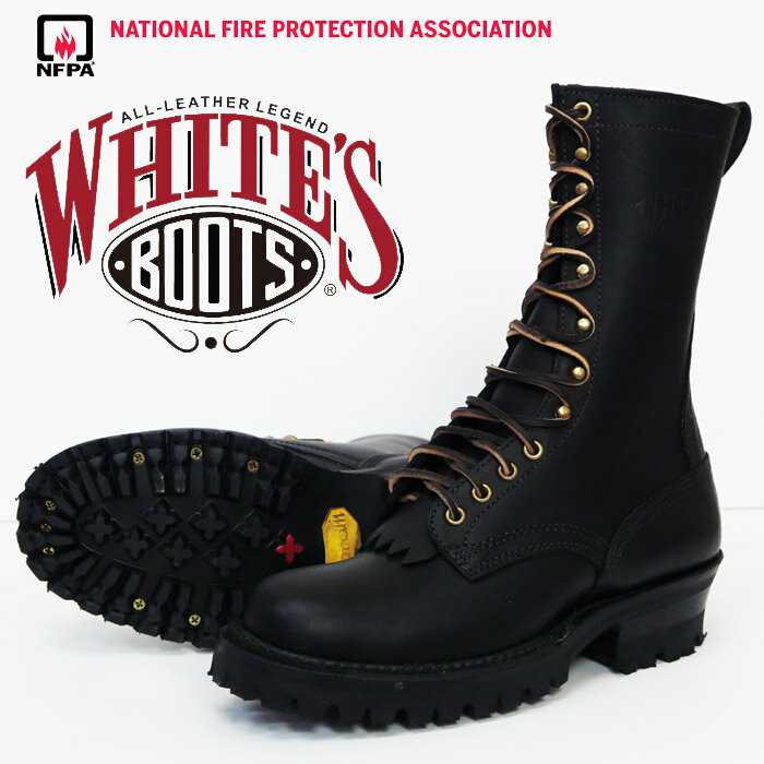 WHITE 039 S BOOTS ホワイツ ブーツ スモークジャンパー SMOKE JUMPER 10インチ NFPA仕様 ブラック ワークブーツ レザー