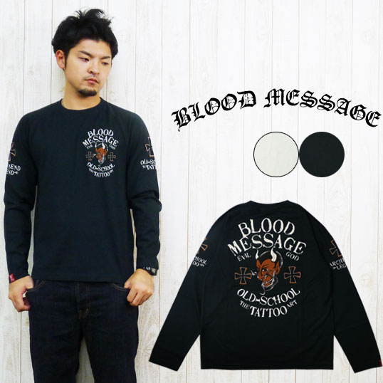 BLOOD MESSAGE ブラッドメッセージ 長袖Tシャツ ラグランスリーブ 「EVIL GOD」