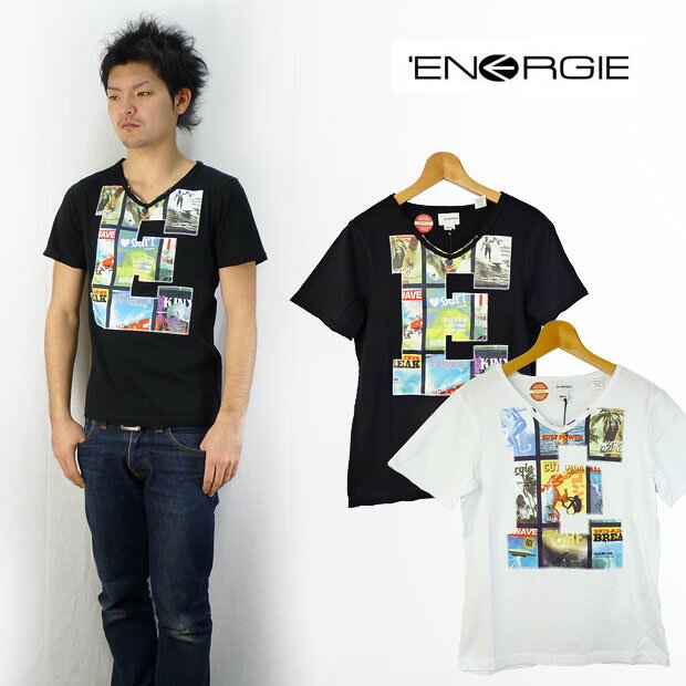 ENERGIE エナジー グラフィック半袖プリントTシャツ「E」