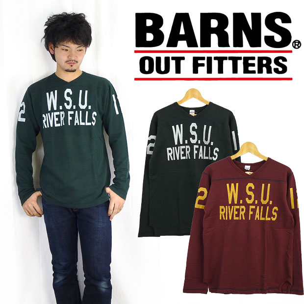 バーンズ BARNS 綿麻ミニ裏毛フットボールスウェット（トレーナー）”W.S.U”