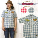 トイズマッコイ TOYS McCOY ワーク シャツ 半袖 チェック カスタム ワッペン コットン フィリックス COTTON CHECKEED WORK SHIRT FELIX THE CAT “POWERINE COMPANY” TMS1511