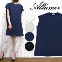 Allumer アリュメール レディースワンピース Tシャツ チュニック カットソー 半袖 カット 無地 ビッグTシャツ バック ポケット オーバーサイズ BigTee 8241808