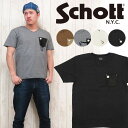 ショット Schott Tシャツ 半袖 レザーポケット カットオフ Vネック コンチョ SCH3173011