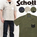 ショット 洋服 メンズ ショット Schott レザーポケット ワンスター スタッズ ファティーグ シャツ 半袖 SCH3175005