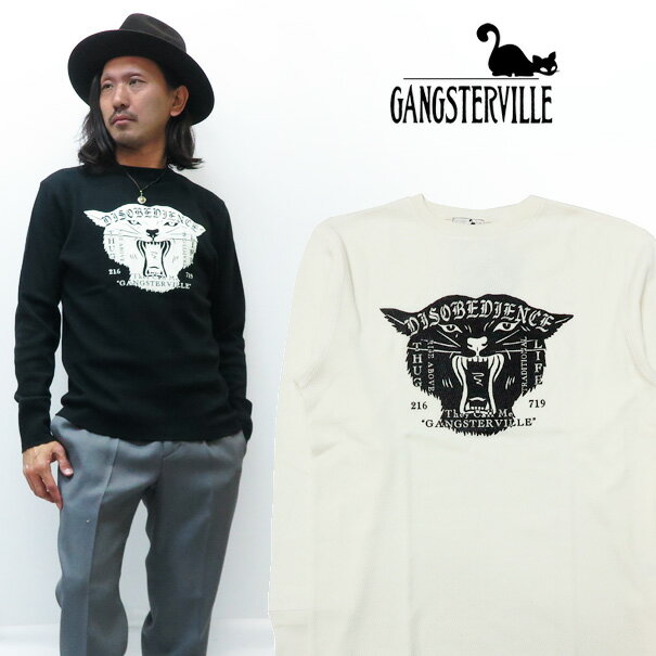 GANGSTERVILLE ギャングスタービル 長袖 クルーネック ワッフル Tシャツ DISOVEDIENCE GLAD HAND グラッドハンド GSV-20-SS-33 HIT