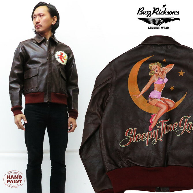 バズリクソンズ Buzz Rickson's A-2 384th FIGHTER SQ. PATCH & HAND PAINT フライトジャケット レザージャケット 赤リブ 馬革 ホースハイド ハンドペイントBR80574