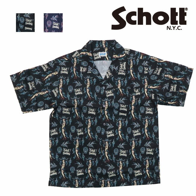 ショット Schott 半袖 ハワイアン シャツ PINUP SWALLOW HAWAIIAN SHIRT SCH3125064