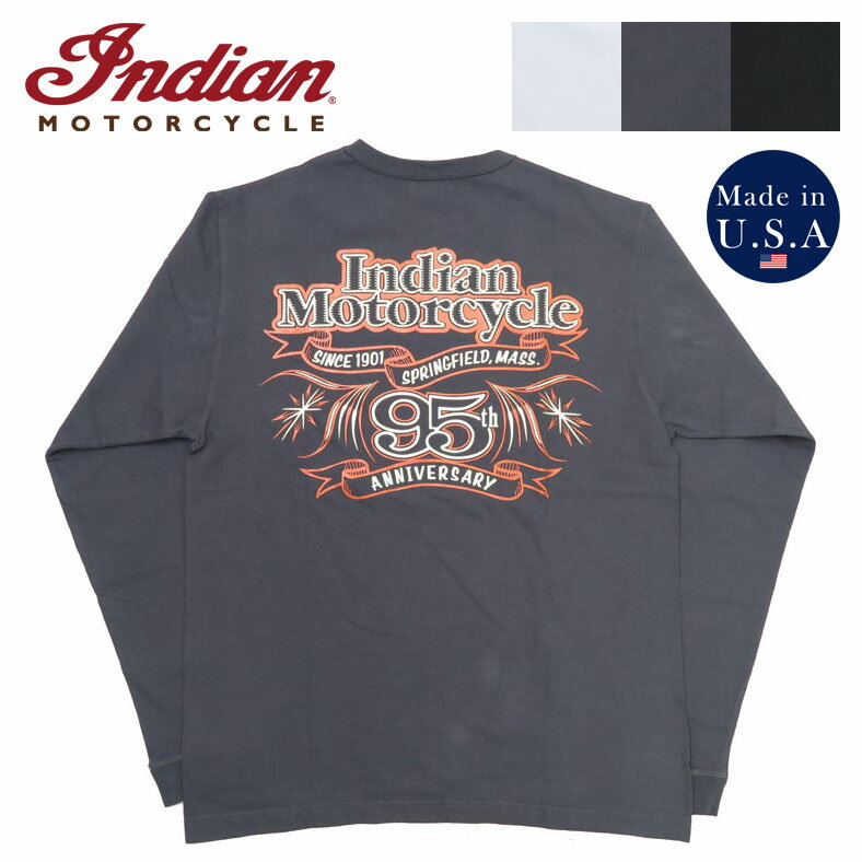 インディアンモーターサイクル Indian Motorcycle 長袖 プリント Tシャツ “95th ANNIVERSARY” Made in U.S.A IM69465