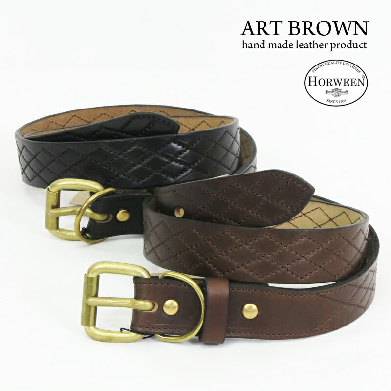 ART BROWN アートブラウン ホーウィン社 クロムエクセル レザー キルティング ステッチ ベルト VGB3510..