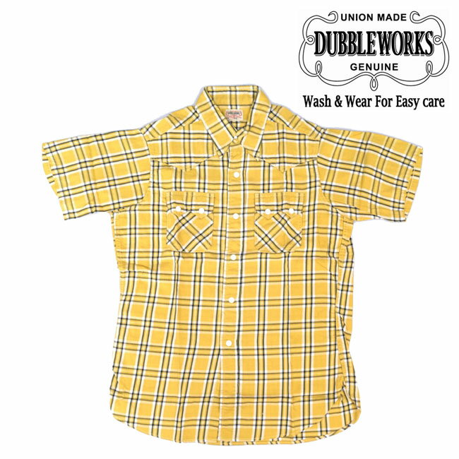 ダブルワークス DUBBLE WORKS ウエスタン シャツ 半袖 イエローチェック WESTERN SHIRTS WW45003S/S