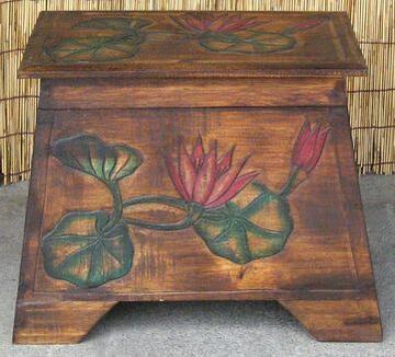 【スーパーセール】《アジアン家具》木製収納箱〜踏み台〜/ロータス