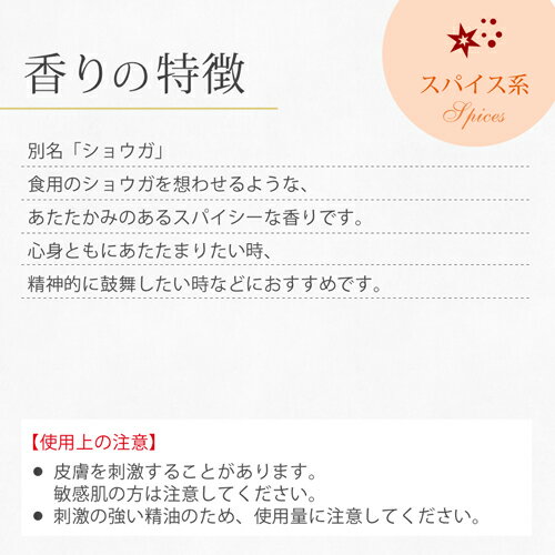 ジンジャー 5ml 【精油 エッセンシャルオイル アロマオイル】【AEAJ表示基準適合認定精油】 2