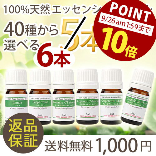 ＼今だけP10倍！9/26 AM01:59まで／40種から選べる 精油 5ml 5→6本set...