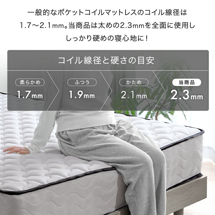 【マラソン限定10%引クーポン】 スーパーハード ポケットコイル マットレス 極厚25cm 体圧分散 メッシュ 通気性 高反発 硬め 厚め 極厚 ウレタン ベッド マット コイルマットレス スプリングマットレス 圧縮 シングル ease-space-10021607 ベッド寝具専門店 イーズスペース サンプル画像3