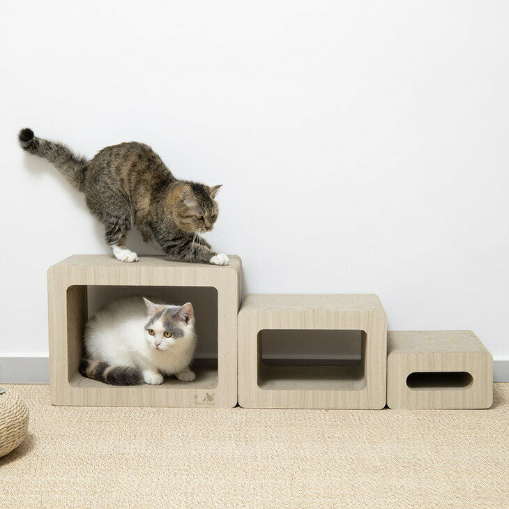 【予約】 爪とぎ付 キャットステップ 木目調 猫爪とぎ ダンボール 猫用品 猫爪研ぎ 猫つめとぎ 爪研ぎ つめとぎ 爪とぎベッド ステップ トンネル ペットステップ 階段 ペット用品 ペット 猫 ねこ ネコ 大型猫 シニア猫 子猫 おしゃれ 2