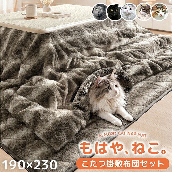 【本日5%引クーポン】 ≪ECヒット商品GP受賞≫ もはや、ねこ。 こたつ布団 掛敷セット 長方形  ...