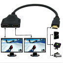 HDMI スプリッター 分配器 分配ケーブル hdmiケーブル 1入力2出力 1つのHDMI入力を 同一同型モニタ2台にクローン 1080P