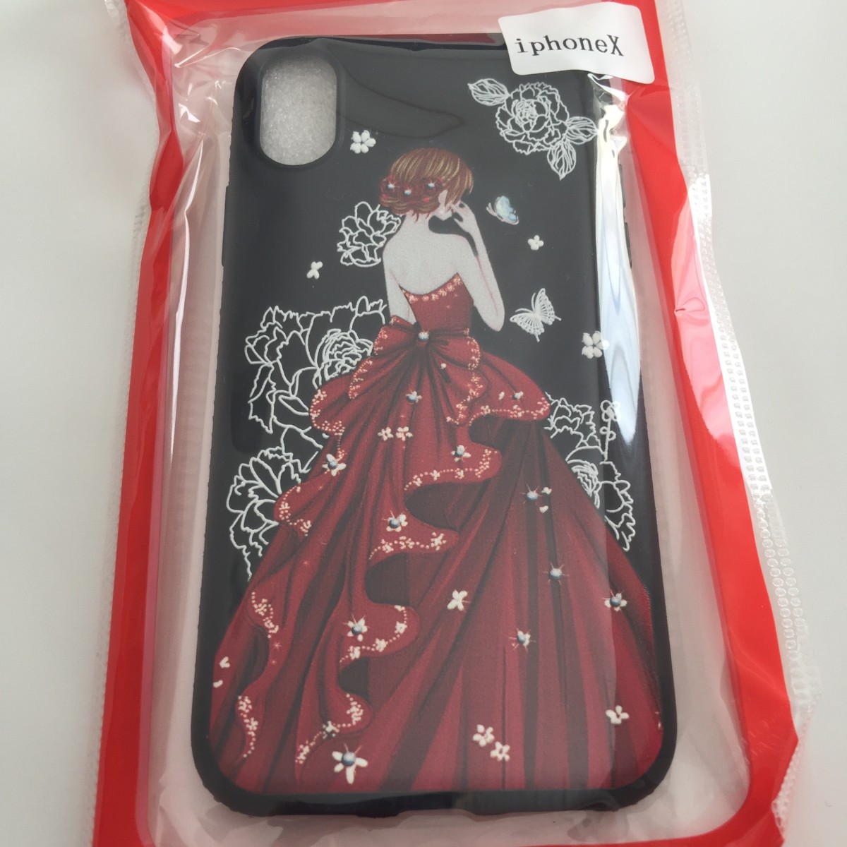 乐天商城 - iPhone X iPhone XS 5.8インチ 少女イラスト 高級TPU シリコン スマホケース 黒色