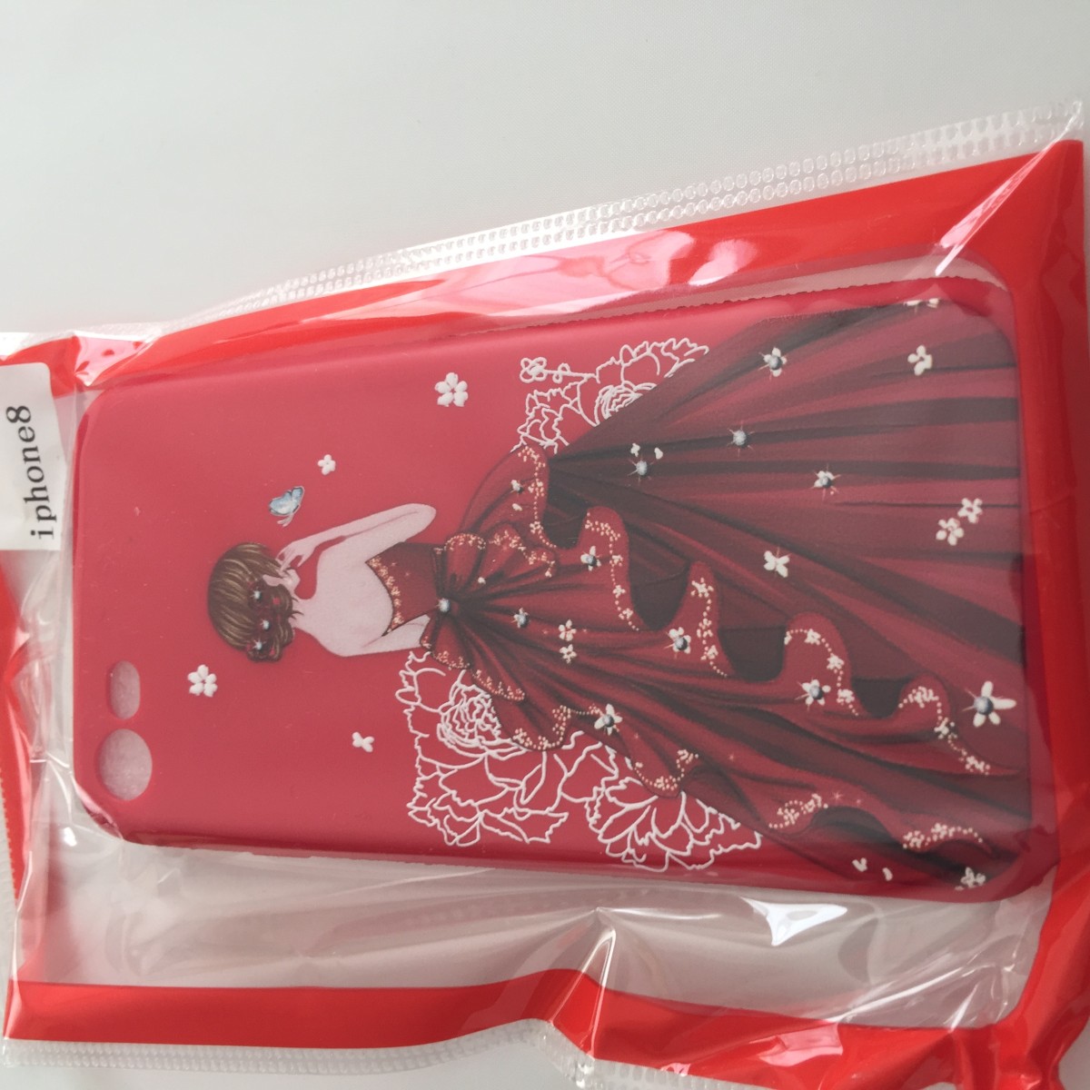 Rakuten - iPhone SE3 第3世代 SE2 第2世代 iPhone7 iPhone8 4.7インチ 少女イラスト 高級TPU シリコン スマホケース 赤色