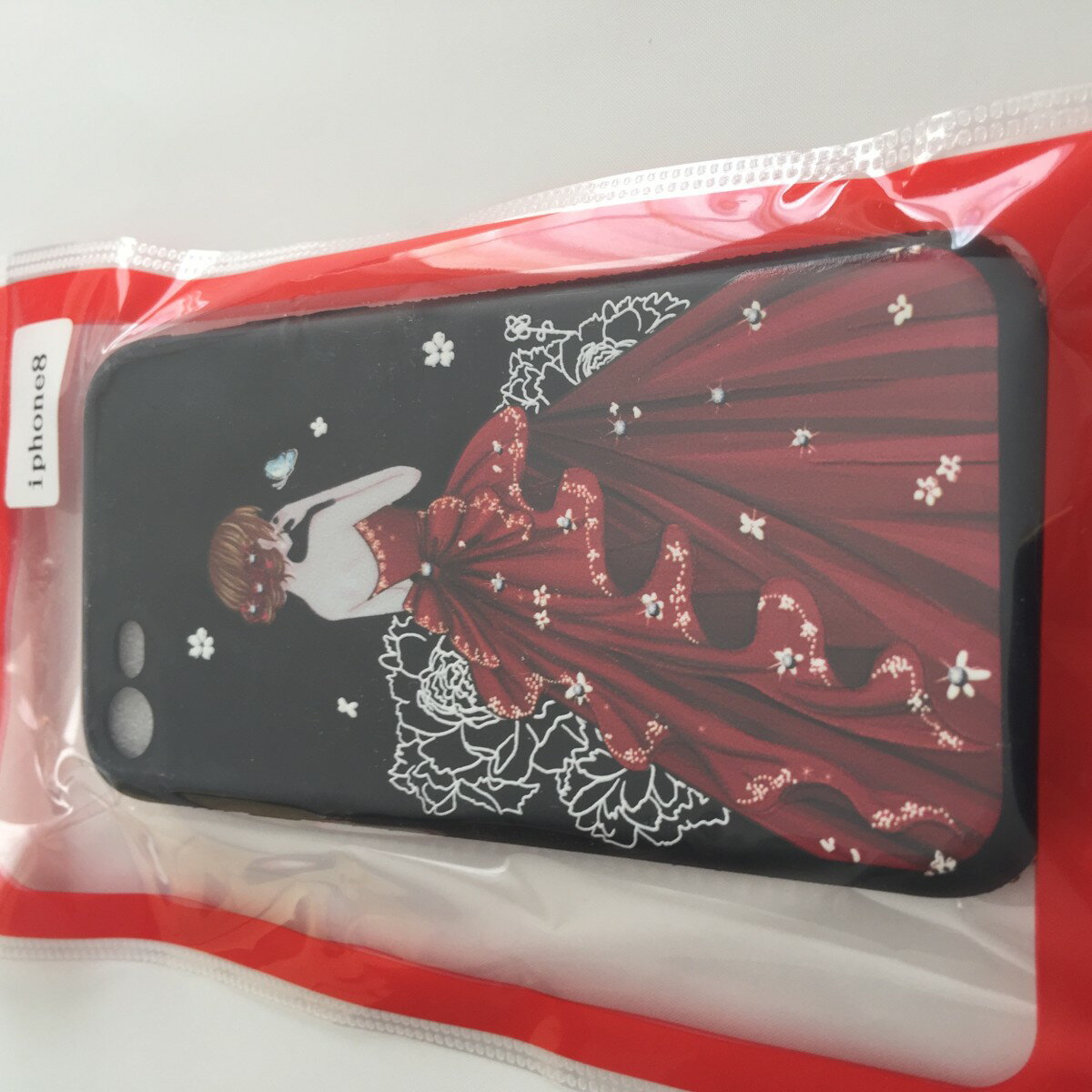 Rakuten - iPhone SE3 第3世代 SE2 第2世代 iPhone7 iPhone8 4.7インチ 少女イラスト 高級TPU シリコン スマホケース 黒色