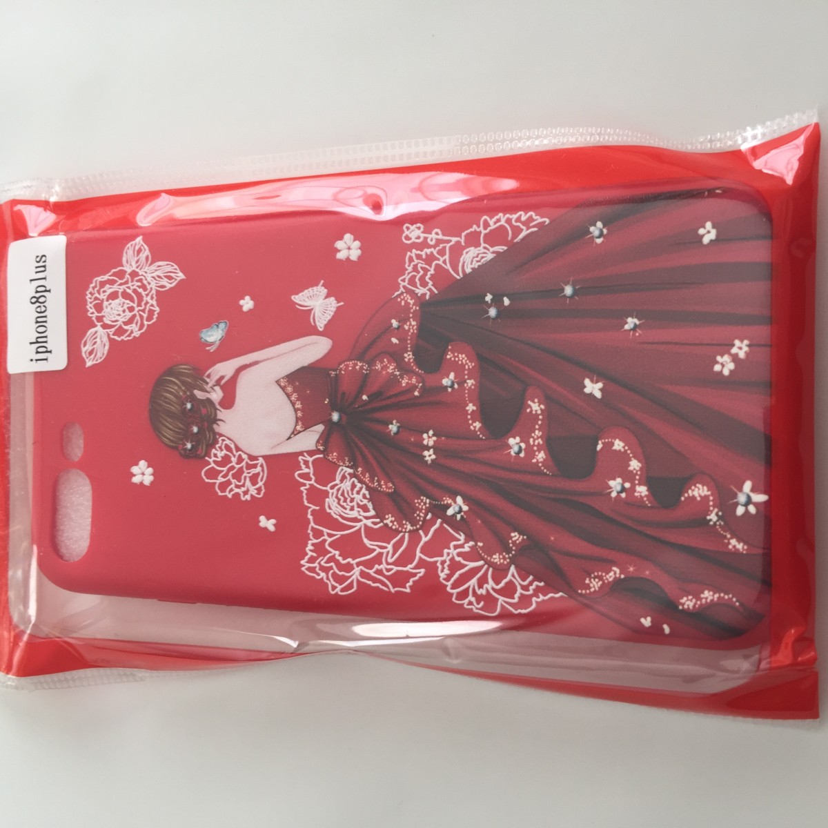 Rakuten - iPhone7 Plus iPhone8 Plus 5.5インチ 少女イラスト 高級TPU シリコン スマホケース 赤色