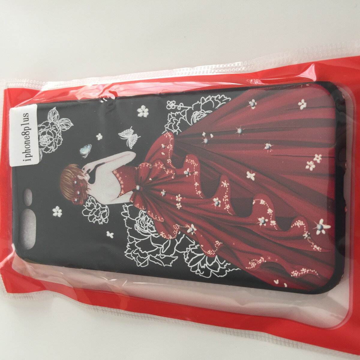 Rakuten - iPhone7 Plus iPhone8 Plus 5.5インチ 少女イラスト 高級TPU シリコン スマホケース 黒色