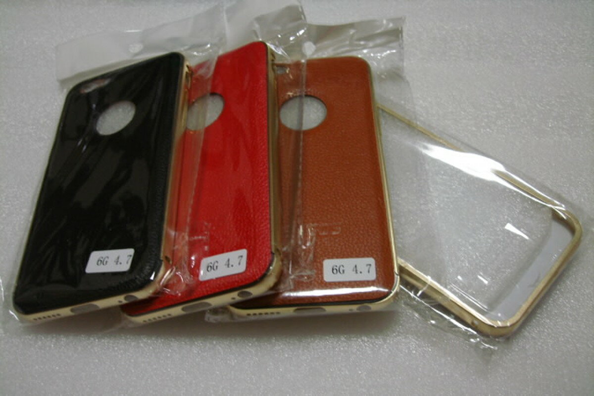 Rakuten - iPhone6 iPhone6s 4.7インチ 本革 金属ケース カバーA 黒色 赤色 薄茶 紺色 スマートフォンケース カバー