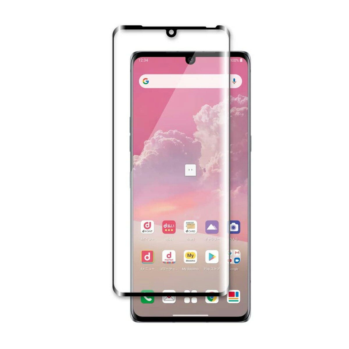 LG Velvet L-52A 6.8インチ 枠黒色 全面保護 3D曲面カバー 強化ガラス 液晶保護フィルム 2.5D