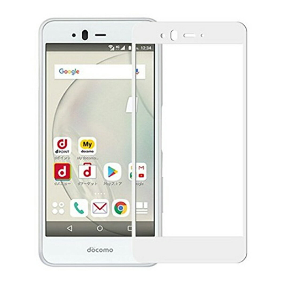 arrows Be F-04K docomo 0.26mm 枠白色 強化ガラス 液晶保護フィルム 2.5D