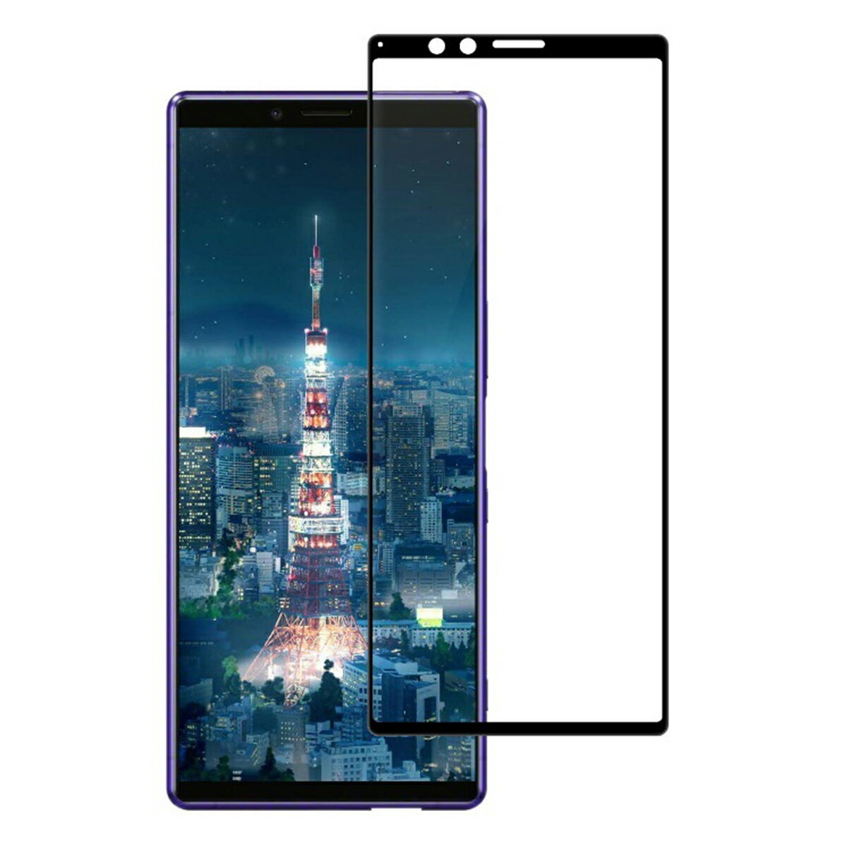 Xperia 1 SO-03L SOV40 802SO 0.15mm 枠黒色 3D ソフトエッチ 強化ガラス 液晶保護フィルム 2.5D