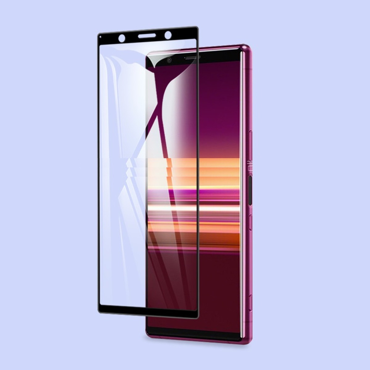 Xperia 5 SO-01M SOV41 901SO 9H 0.26mm 枠黒色 強化ガラス 液晶保護フィルム 2.5D