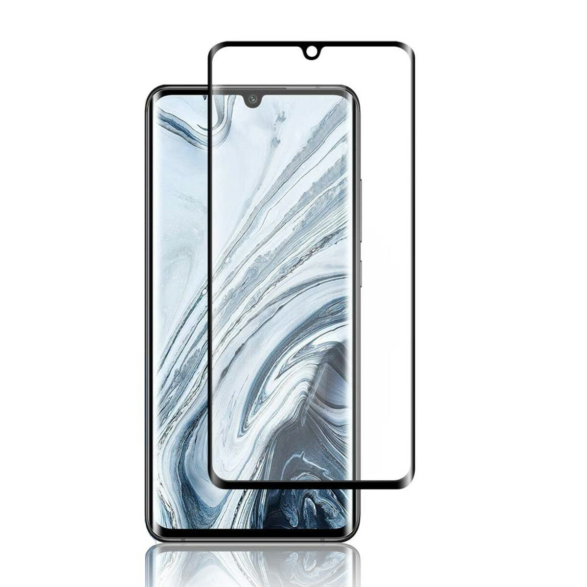 Xiaomi Mi Note 10 Lite 枠黒色 全面保護 3D曲面カバー 強化ガラス 液晶保護フィルム 2.5D