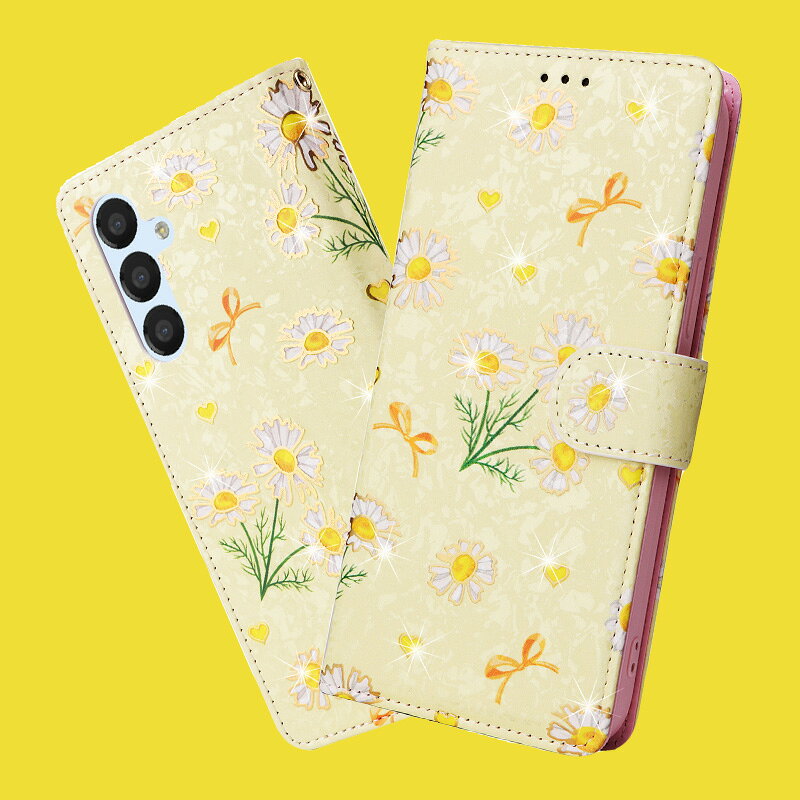 美しい 花柄 手帳型 ストラップ付 Galax...の紹介画像2