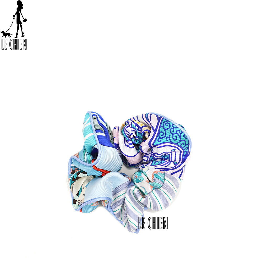 ＼楽天ランキング入賞／【新品】HERMES エルメス シルク シュシュ ヘアゴム アクセサリー ブルー系 13029900のサムネイル