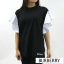 ＼ポイント3倍 9日20時～／【新品】 バーバリー BURBERRY 8029572 BLACK Tシャツ ブラウス ラッフル スリーブ ブラック レディース コットン