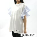 バーバリー Tシャツ メンズ ＼最安値に挑戦／【新品】 バーバリー BURBERRY 8029573 WHITE Tシャツ ブラウス ラッフル スリーブ ラウンドネック ホワイト レディース コットン