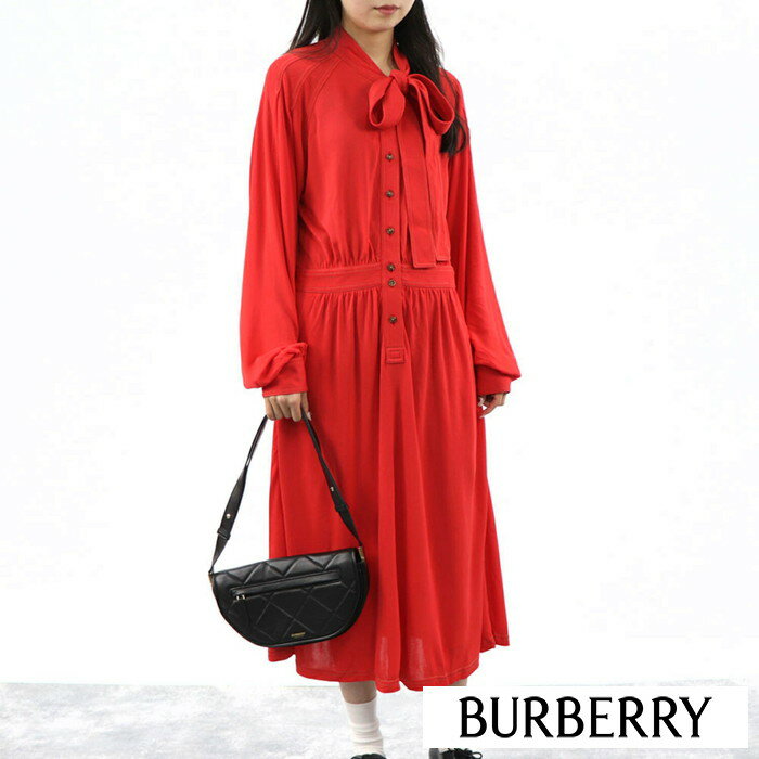 バーバリー ＼ポイント3倍 9日20時～／【新品】 バーバリー BURBERRY ワンピース 8014207 A1460 レディース レッド ロング丈 ミモレ丈 ひざ下 無地 レーヨン