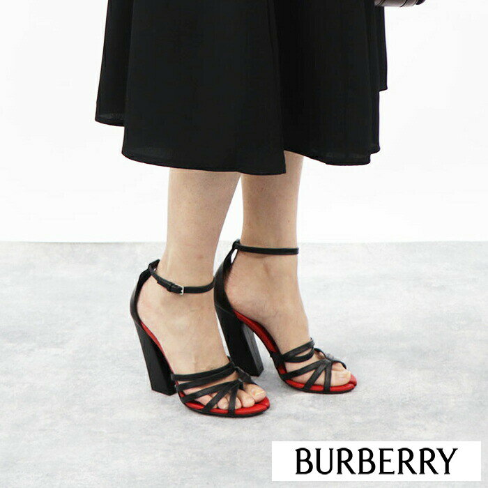 ＼ポイント3倍 9日20時～／【新品】 バーバリー BURBERRY シューズ サンダル ヒールあり 8028465 A1189 レディース BLACK ハイヒール チャンキーヒール ストラップ