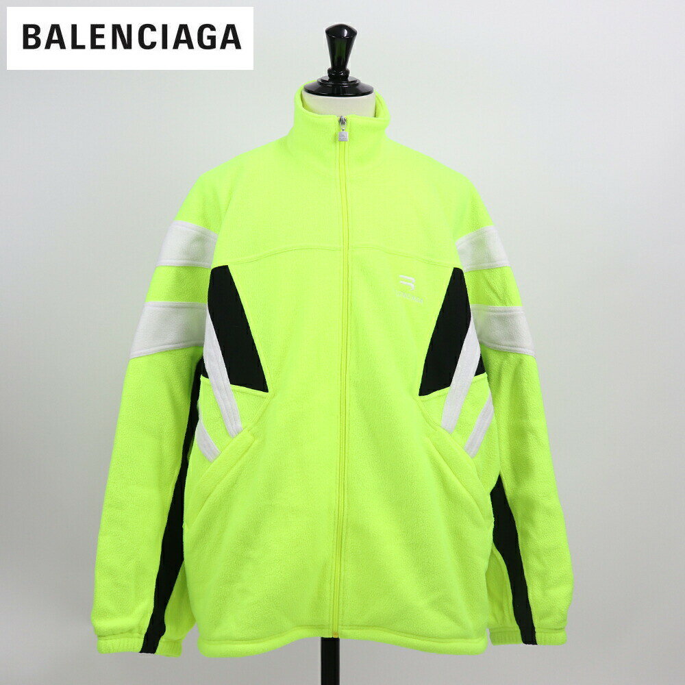 ＼ポイント3倍 23日20時～／【新品】 バレンシアガ BALENCIAGA 675272 TJQ32 COSY TRACKSUIT JACKET アウター スポーティBコージー トラックスーツ ジャケット フリースブルゾン ネオン 蛍光色 イエロー 21FW