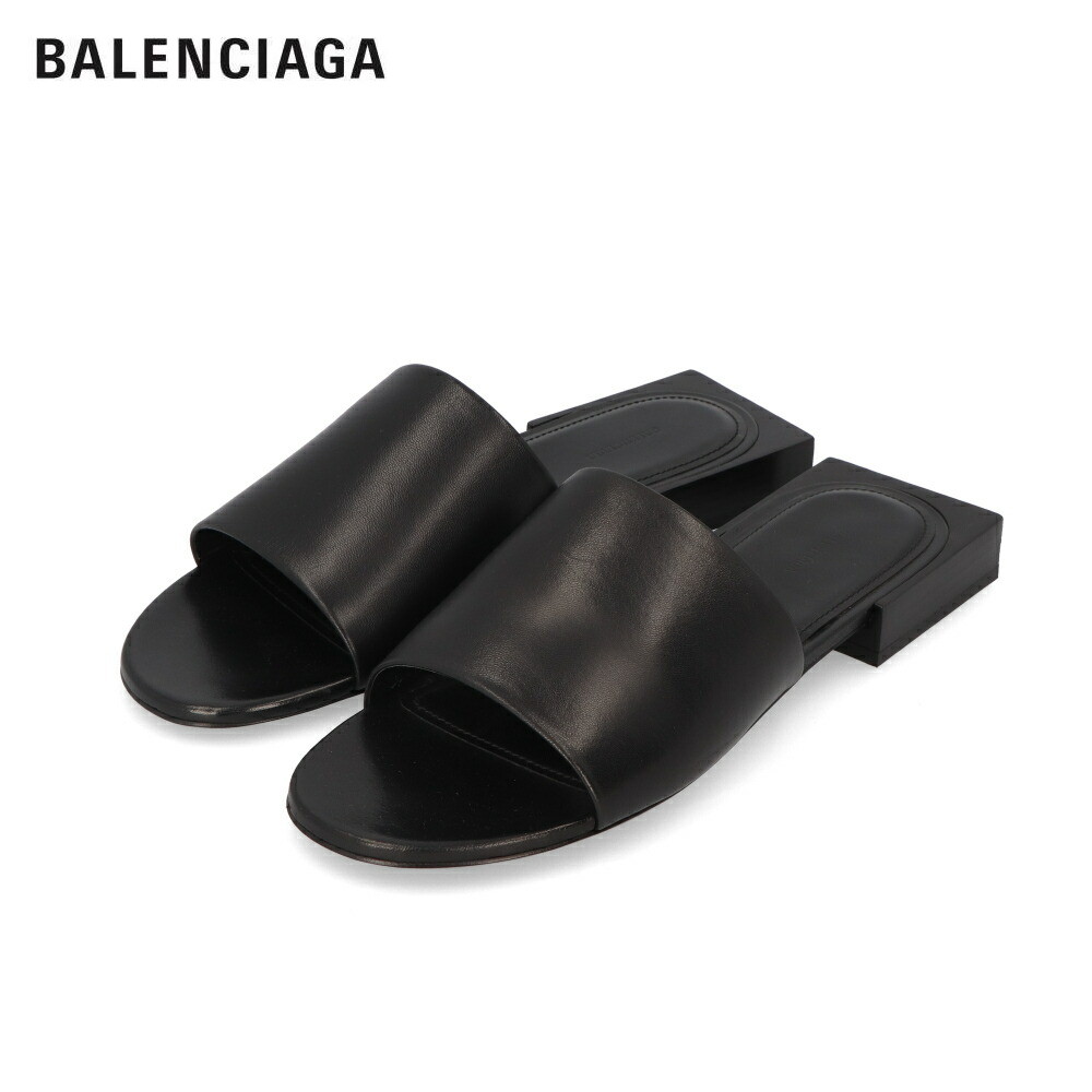 ＼ポイント3倍 9日20時～／【新品】 バレンシアガ BALENCIAGA 653796 WA8FF BOX SANDAL サンダル ミュール ブラック 革 レディース