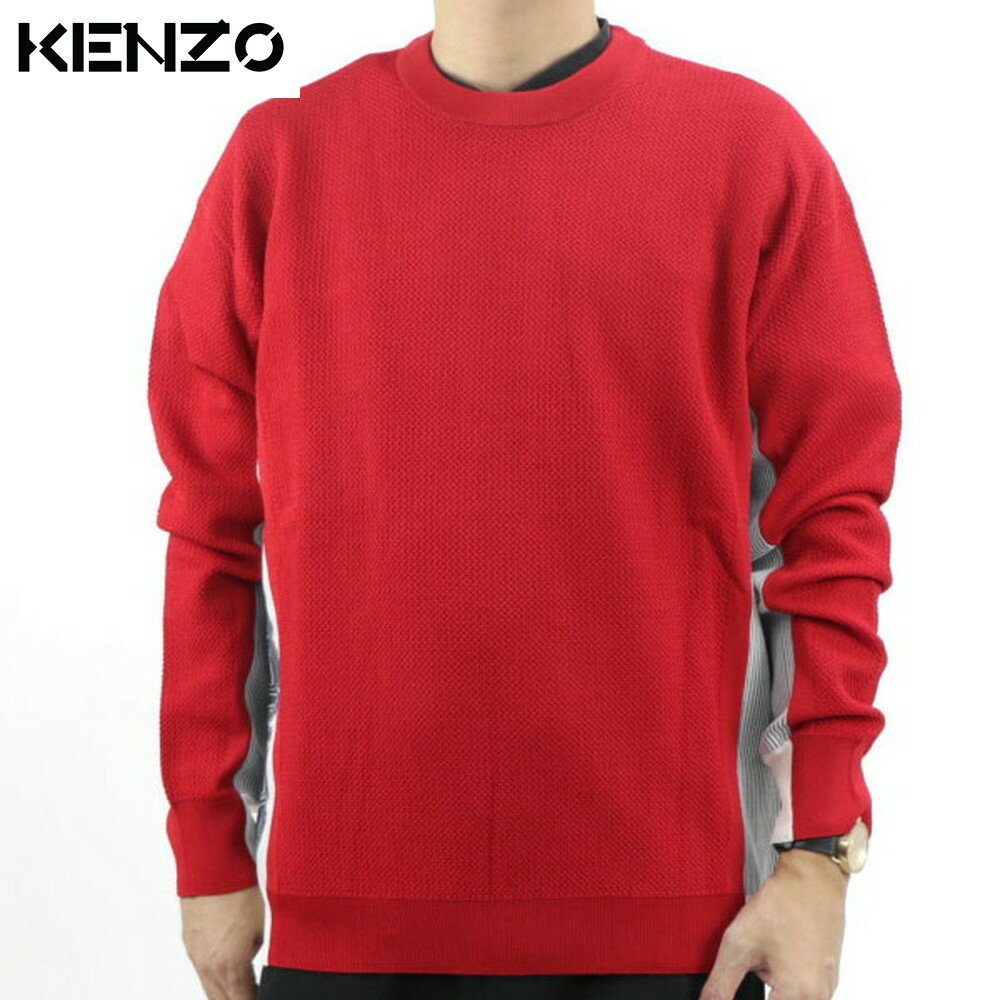 ＼ポイント3倍 9日20時～／ ケンゾー KENZO FA55PU5133BB 21 COLOURBLOCK SPORTY JUMPER KENZO ニット セーター ハイゲージニット レッド 赤 サイド ロゴ プリント