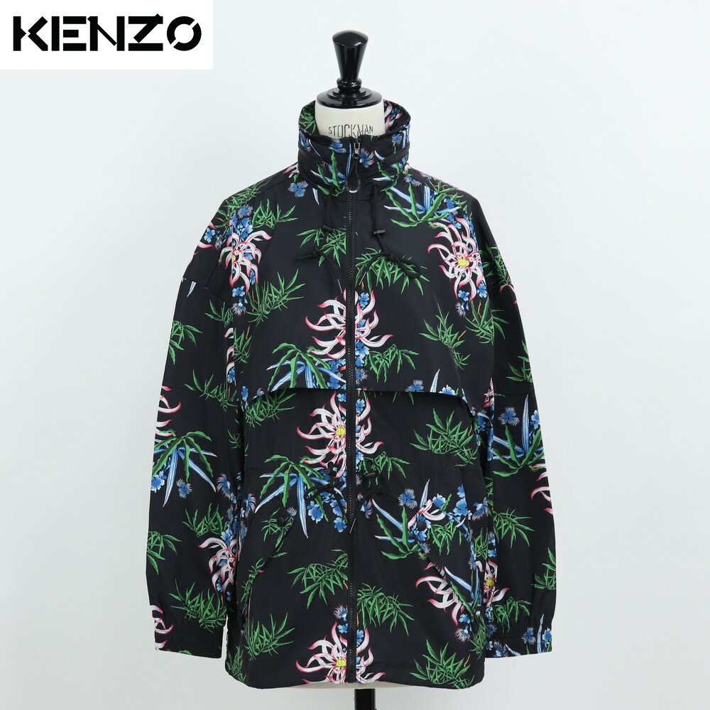 ＼ポイント3倍 9日20時～／【新品】 ケンゾー KENZO FA52BL106581 99 LIGHTWEIGHT DRAWSTRING PA KENZO ブルゾン ジャケット ウインドブレーカー フード付き フローラル フラワー プリント ブラック メンズ NIGO 高田賢三 タイガー