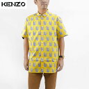 ＼最安値に挑戦／ ケンゾー KENZO FA55CH5201LJ 39 SLIM SS SHIRT KENZO シャツ 開襟シャツ 半袖 ボタンダウン ポプリンシャツ グラフィック プリント イエロー コットン メンズ